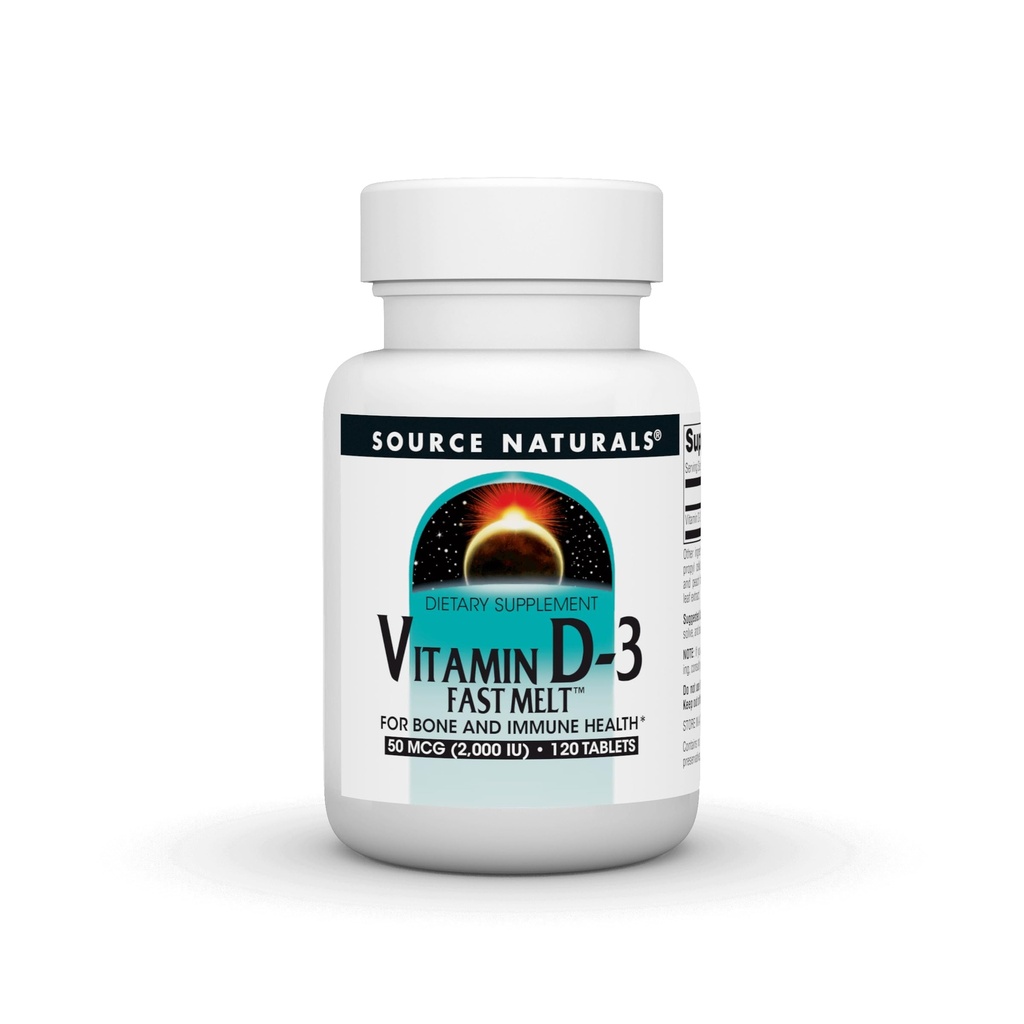 Fonte Naturals Vitamina D-3 Fast Melt, Supporta Bone & Immune Health* - Black Cherry Peach Flavor - 120 compresse rapidamente Melt