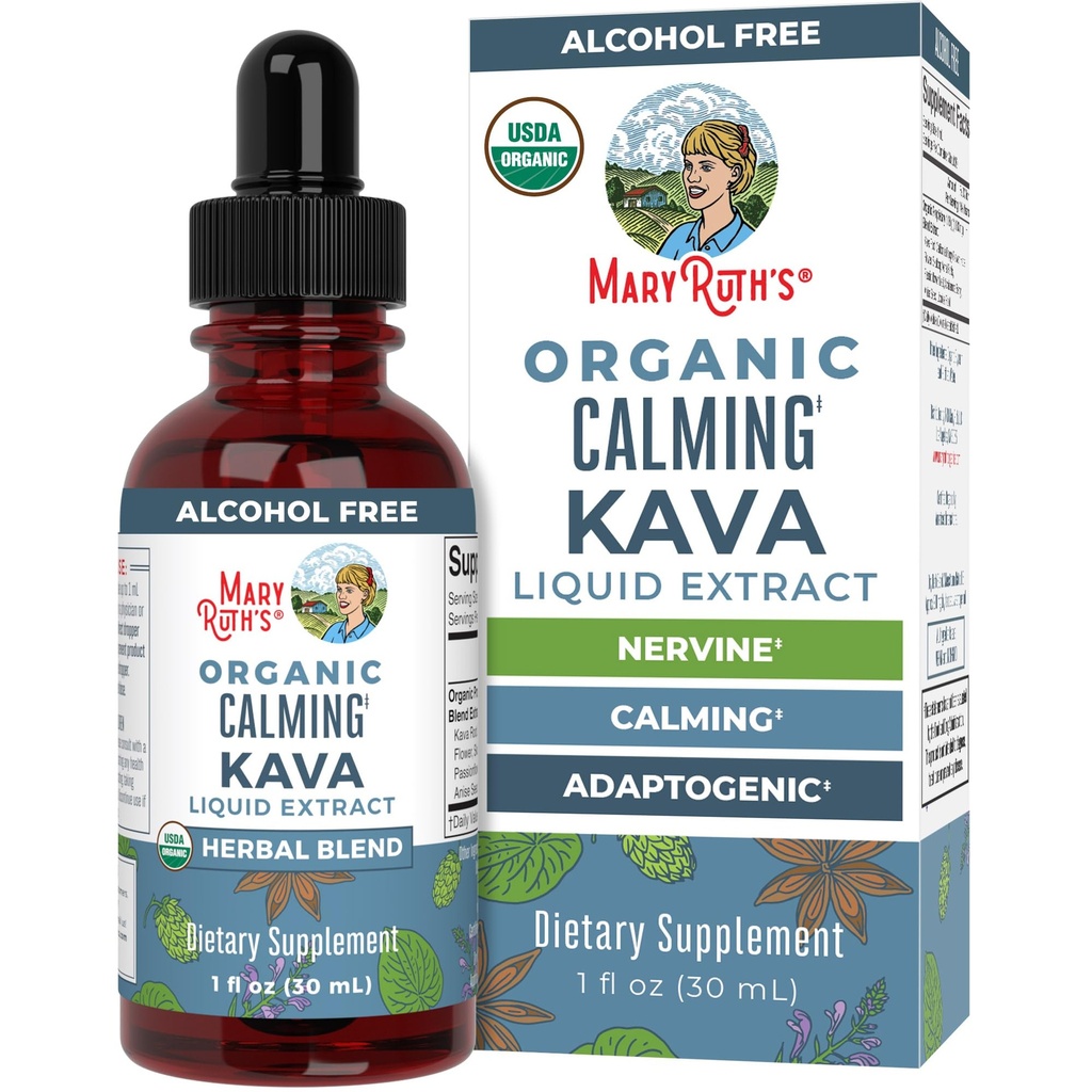MaryRuth Organics, Drop supplément à base de plantes, Calme et relaxation, Pack de 1, USDA Kava racine, sans sucre / gluten, soutien sommeil, calme et soulagement du stress, végétalien, non-OGM, 30 portions
