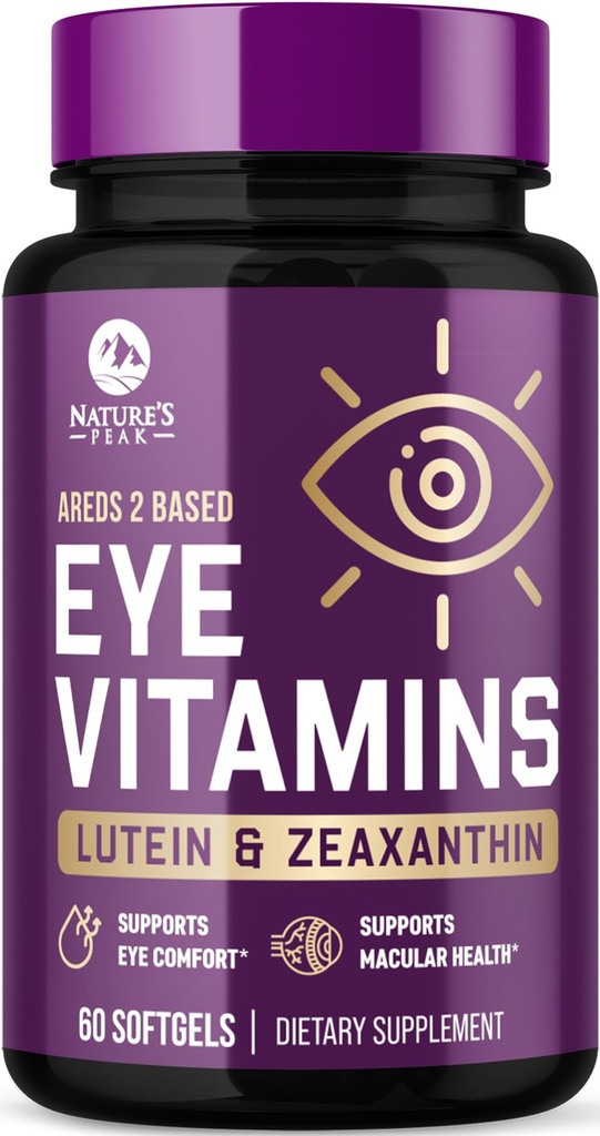 Eye Vitamins & Mineral Supplement - Enthält Zink, Kupfer, Lutein, & Zeaxanthin, Unterstützt trockene Augenstränge, Vision Gesundheit für Erwachsene, Non-GMO, Vegan Augenpflege Pillen & Minerals Supplements - 60 Kapseln