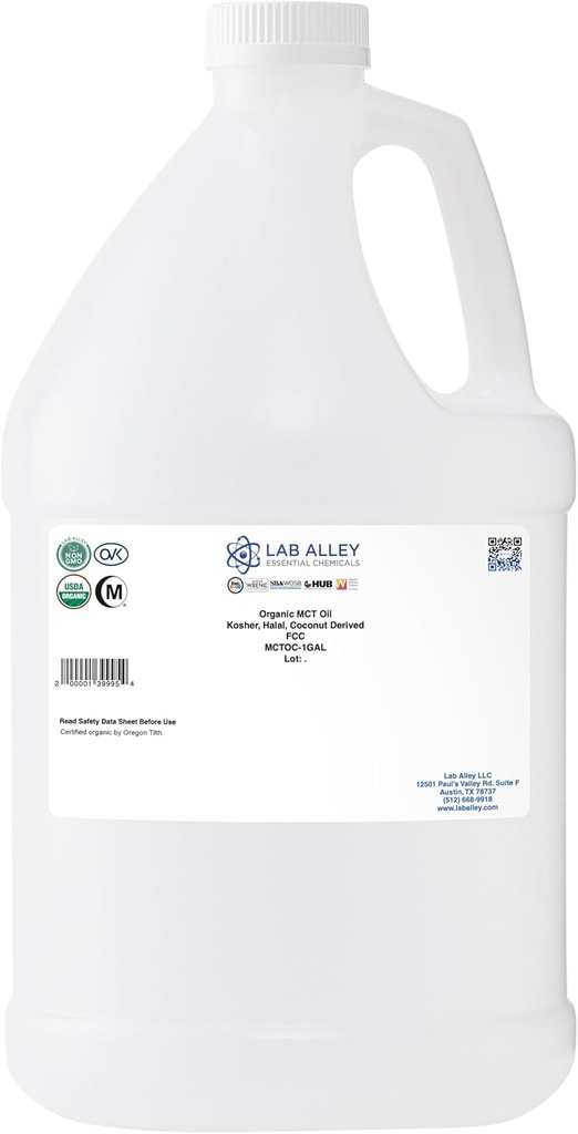 Labor Allee MCT Öl, USDA Organic Coconut, Kosher Certified, Halal, Non-GMO - 1 Gallon