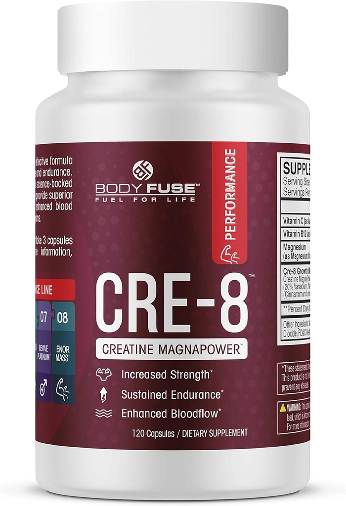 CRE-8 Créatine : force, endurance et diminution du temps de récupération