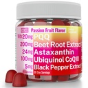 SHIZAM Ubiquinol CoQ10 PQQ Astaxanthin Beets Gummi, Super Mitochondrial ATP ergänzt Weiche Kauen flüssige Pillen Pulver Alt, Beet-Root