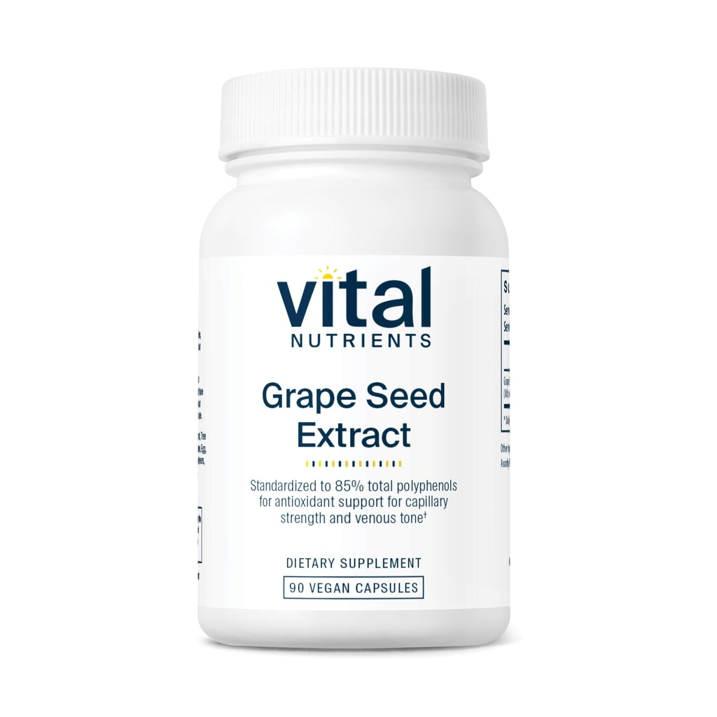 Nutriments vitaux Extrait de graines de raisin 100mg de matière antioxydante et soutien pour la circulation, la capillaire et la santé de la veine.