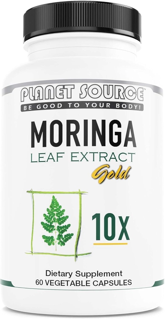 Moringa Blatt Gold Extrakt 10X - Vitamin A, Vitamin B, Vitamin C, Vitamin D, Vitamin E und Mineralien - Antioxidantien - Natürliche Energie, Stoffwechsel, Immununterstützung - 60 Count Veggie Kapseln