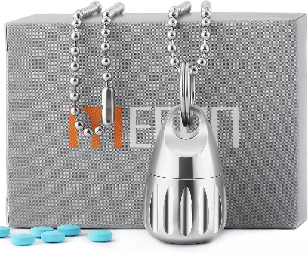 Mini Pillenhalter Titanium, Schlüsselanhänger, Wasserdicht, Box, Metall, Notfallmedizin, Arbeit, Camping, Wandern, Reisen