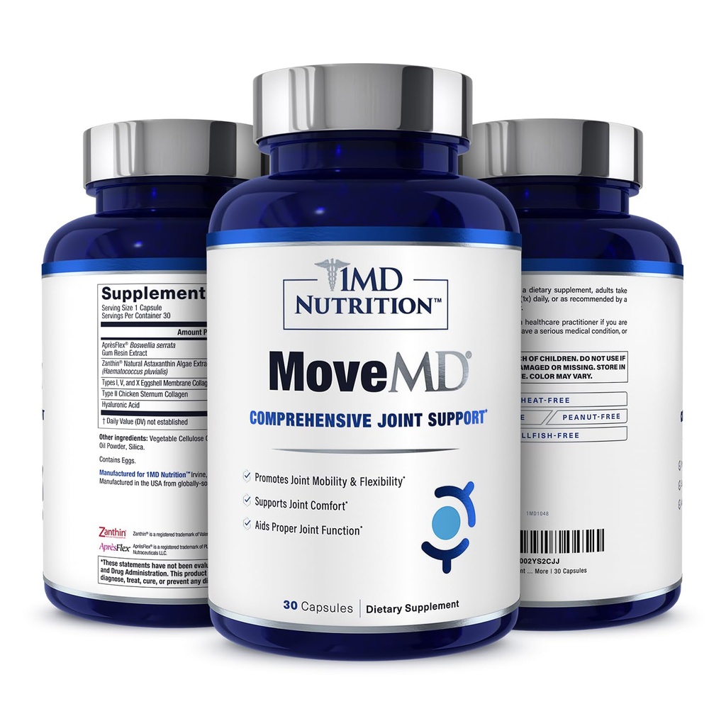 1MD Nutrition MoveMD - Health Supplement for Joint Discomfort & Support - Unsere Collagen Pillen sind geschickt für Frauen und Männer w/Hyaluronsäure & Astaxanthin
