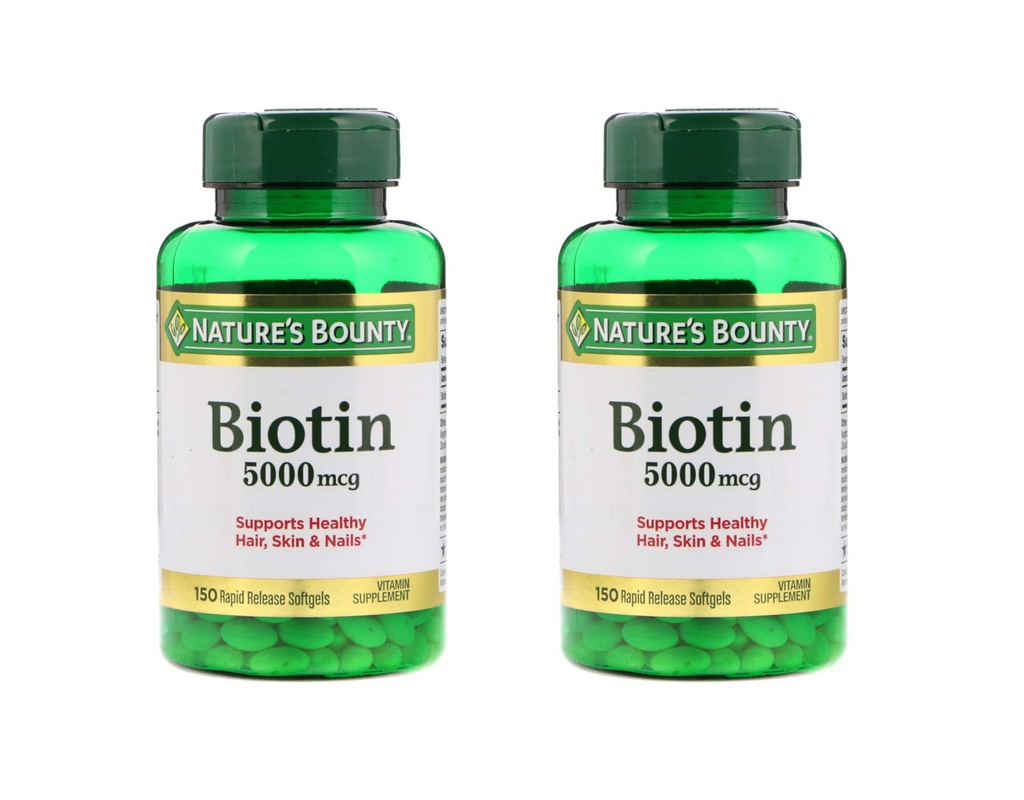 Set von 2 Nature's Bounty® Biotin 5000 mcg, 150 Softgels