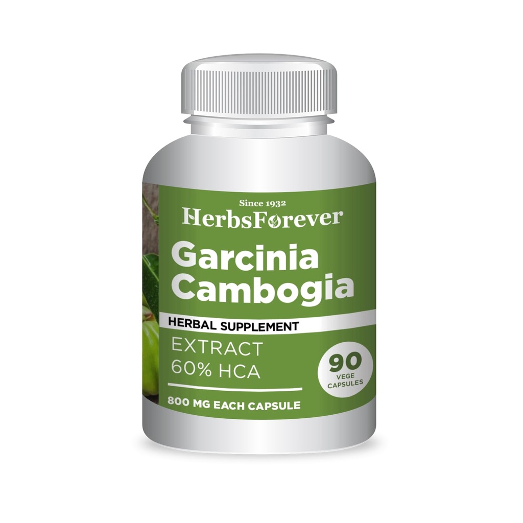Herbsforever Garcinia Cambogia Extract Supplemento | Supports Healthy Lifestyle & Weight Management | Natural Herbal Formula | 90 capsule vegetariane per adulti