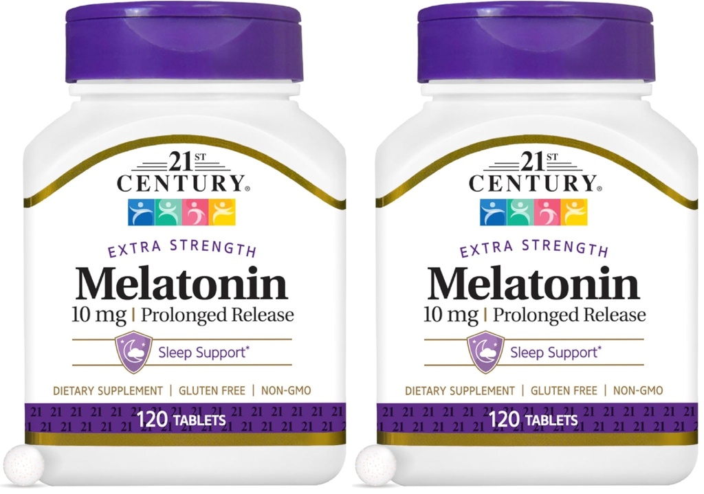 21ème siècle Melatonine 10 Mg Prolongé libération, 120 comte (paquet de 2)