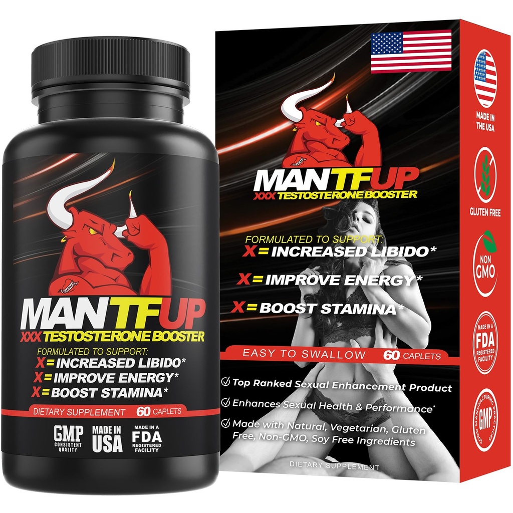 MANTFUP Vitalität Enhancer für Männer | Fast-Acting Testosteron Booster & Tägliche Ergänzung zu unterstützen männliche Gesundheit & Libido | Potenciadores de Testosterona | Made in USA (1 Monat Versorgung, 60 Caplets)