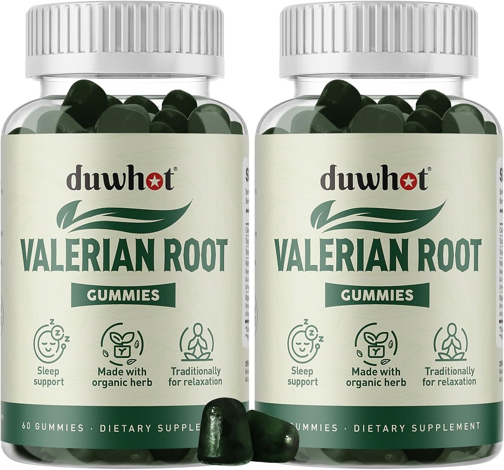 Valerian Root Gummy, Bio Valerian Root für Schlaf & Stress Relief, Verbessert mit Kamille Blume für Erwachsene, Kinder-Friendly, Apfel Geschmack, 120 Zähler
