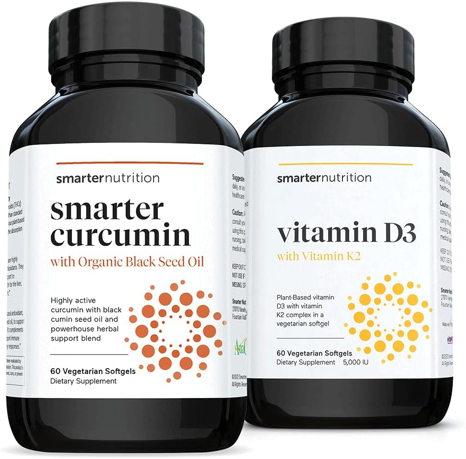 SMARTERNUTRITION Curcumine - Potence et absorption + Vitamine D3 immunosupport à base végétale avec complexe végétalien K2