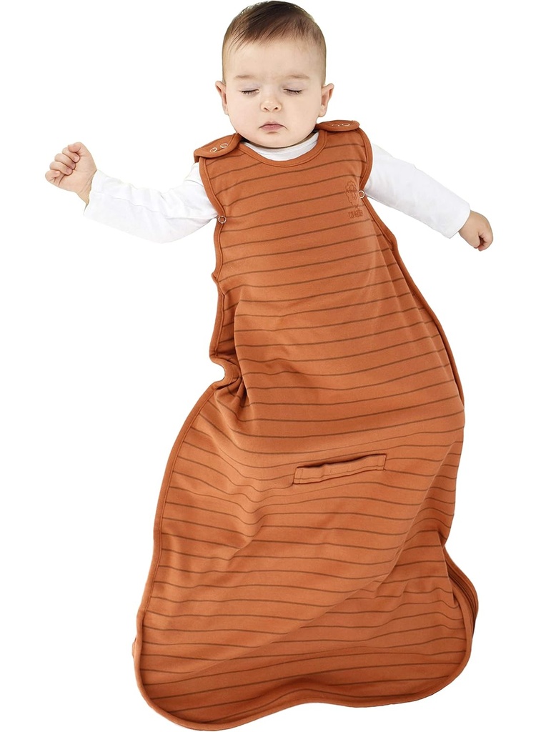 Woolino Merino Wolle und Bio-Baumwolle Ultimate Sleep Sack - 4 Saison - Zwei-Wege Reißverschluss Verstellbare Schlaftasche - Universal Größe Schlafsack für Baby (2-24 Monate) - Rust