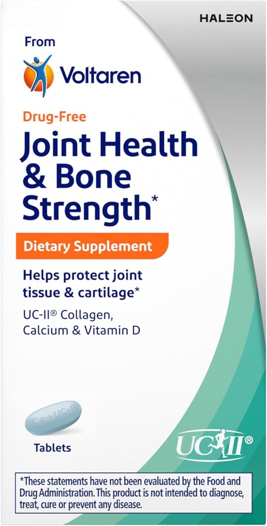 Voltaren Joint Health and Bone Strength Nahrungsergänzung von Voltaren, mit UC-II (R) Collagen, Calcium und Vitamin D für gesundes Aging von Gelenkgewebe und Knorpel – 30 Count Bottle