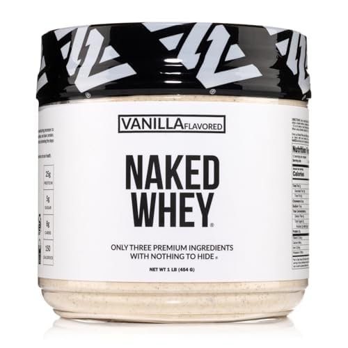 NAKED Vanilla Whey Protein 1Lb, solo 3 ingredienti, tutta l'erba naturale Fed Whey Protein Powder + Vanilla + Coconut Sugar- GMO-Free, Soy Free, Gluten Free.