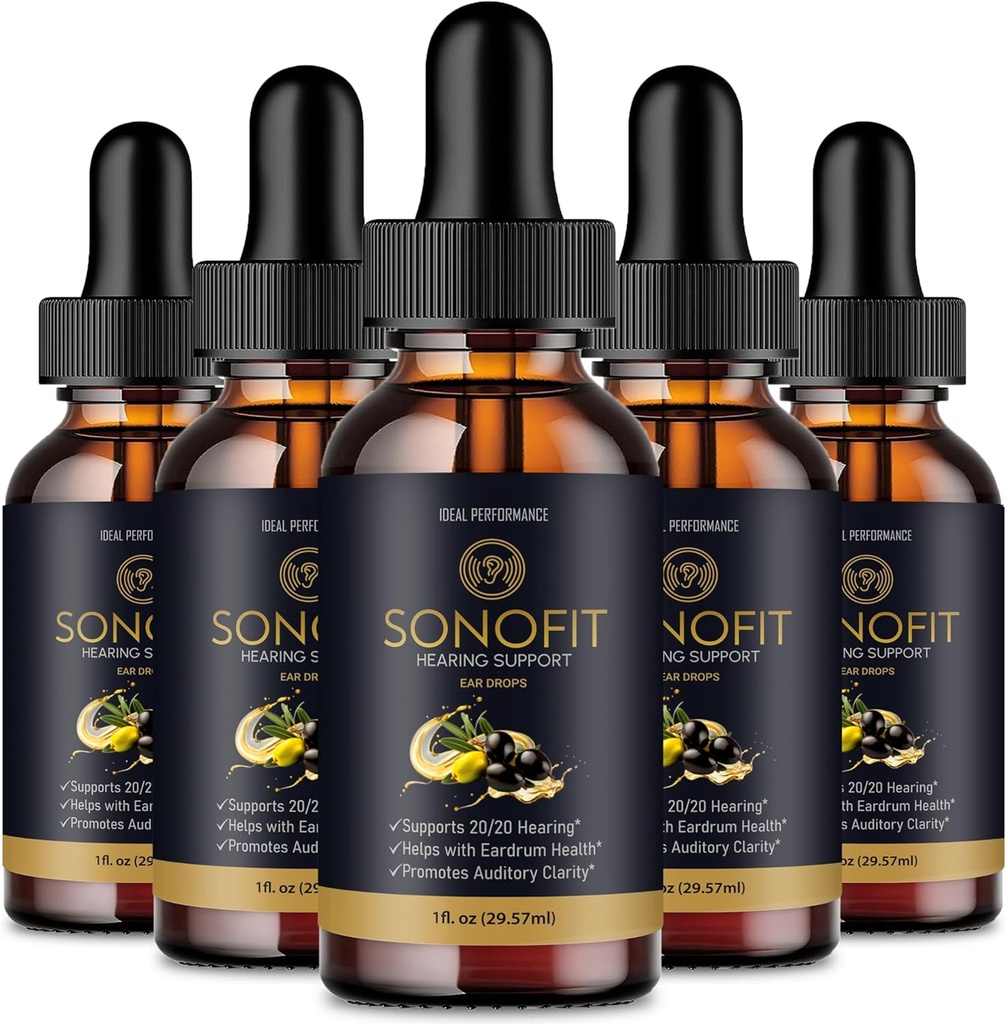 Sonofit Tinnitus Relief für Ringen Ohren Tropfen, Sonofit Tinnitus Ergänzung Sonofit Gesunde Ohr Unterstützung Ergänzung - Maximale Stärke Fortgeschrittene Formel Sonofit Tropfen Hörgerät Bewertungen (5 Pack)