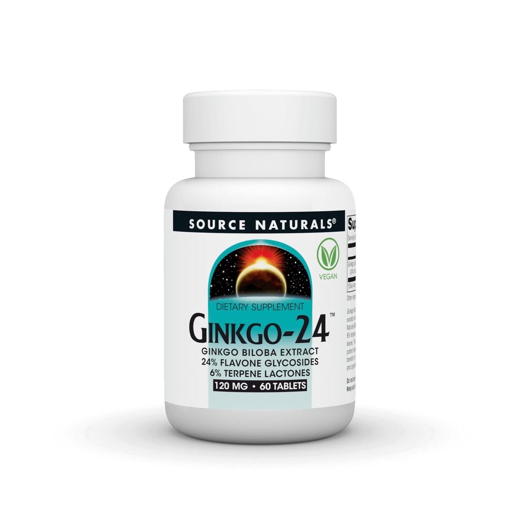 Quelle Naturals Ginkgo-24 - Ginkgo Biloba Extract 120 mg unterstützt Mental Acuity - 60 Tabletten