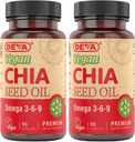 DEVA Vegan Vitamins Chia Seed olio, imballato con Omega 3, 6, 9 & altri acidi grassi essenziali, freddo-pressed & non raffinato, 90 capsule, (pacchetto di 2)