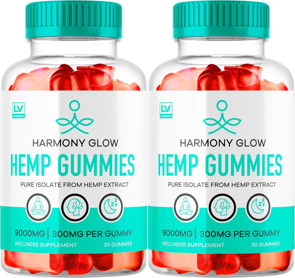 (2 Confezione) Harmony Glow Gummies, Harmony Glow Hemp Gummies, Harmony Glow Supplement, Harmony Glow Natural Hemp, HarmonyGlow Hemp Gummies, Harmony Glow Multivitamin Gummys, 60 Gummies per 2 mesi