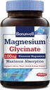 Bonawell Magnesio Glycinate, Integratore di Magnesio Chelato, Biodisponibilità Massima e Assorbimento, Senza Glutine, Magnesio Elementale 100mg, Nerve, Cuore, Salute Muscolare & Relax, 90 Capsule Vegan