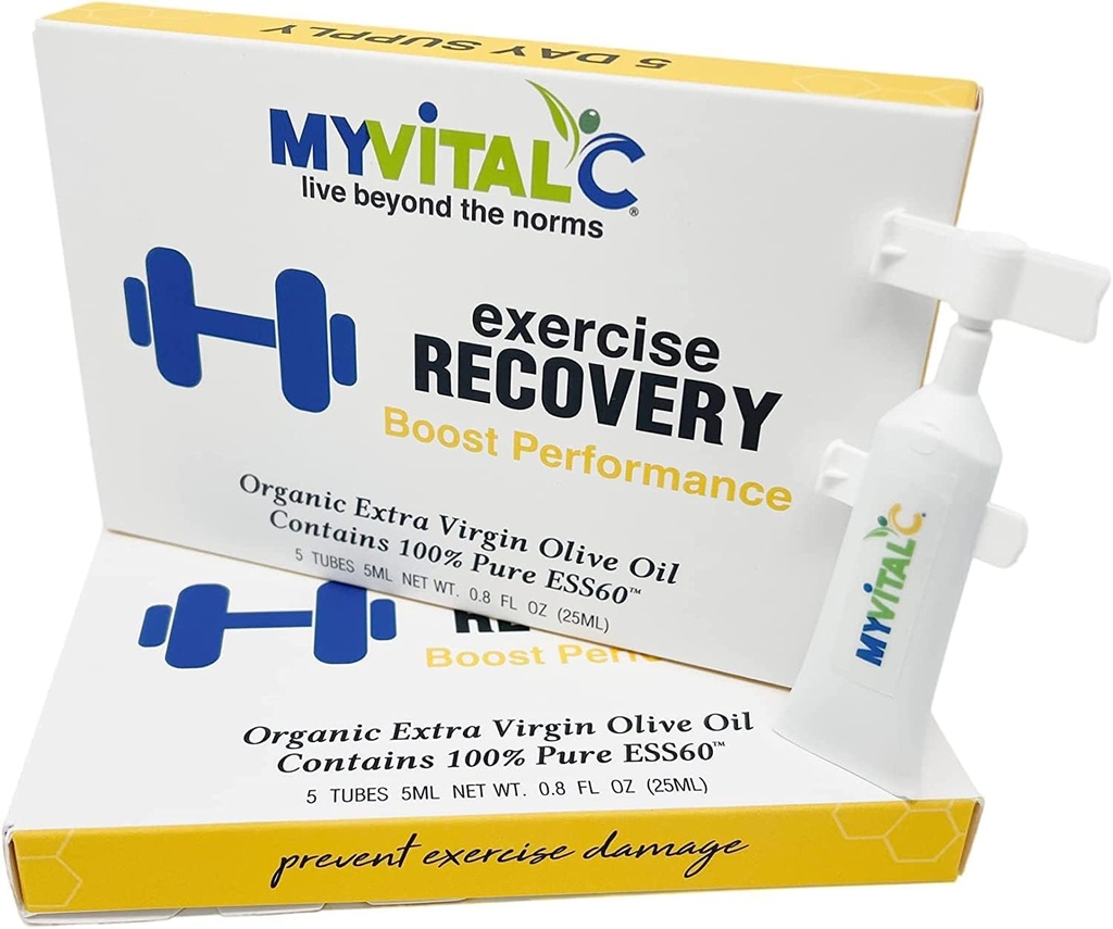 Supplément de récupération d'exercice - Pure ESS60 en huile d'olive vierge supplémentaire biologique pour la récupération avant/après l'entraînement- Pack de 30 tubes - 5 ML Chaque