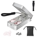 Cutter per Pillole per Pillole Piccole e Piccoli Pillole, Splitter professionale in alluminio con dispositivo di centraggio automatico e 2 lame in acciaio inossidabile sostituibili, Splitter portatile Pill con custodia PU (argento)