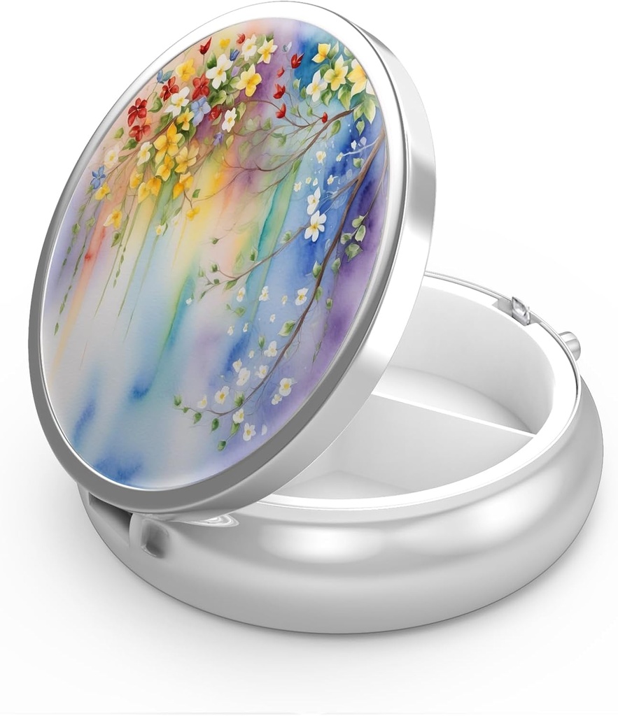 Pill Box 3 Compartment Piccolo caso di pillole,portabile per il supporto del contenitore del contenitore dell'organizzatore della pedana tascabile o del persino per contenere vitamine, farmaci, olio di pesce e integratori(Abstract Floral)