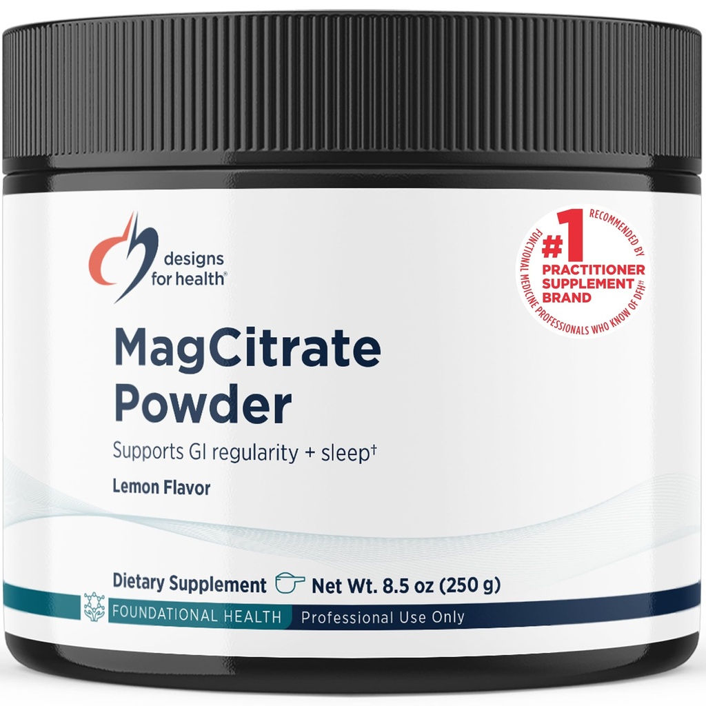 Design per la polvere di MagCitrate Salute - Citrato di Magnesio 300mg per sostenere calma, costipazione occasionale + regolarità - Non-OGM, Gluten Free Delicious Drink Mix Add-in, Limone Flavor (60 Servings/240g)
