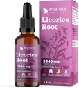 Licorice Root Extract Drops 2000mg (Glycyrrrhiza glabra L.) Kräuterergänzung absorbiert besser als Kapseln, 1 Monat Versorgung, 84 Servierungen, Alkoholfreie Tincture - 2 Oz, Paket von 1