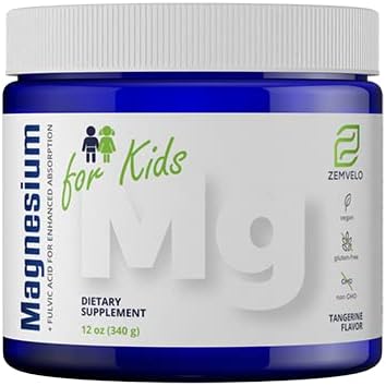 Tangerine Flavor Magnesium Powder Supplement for Kids | Supplements for Kids | Growth and Development | Balanced Mood | Sleep Support | Magnesium for Kids | Just Add Water