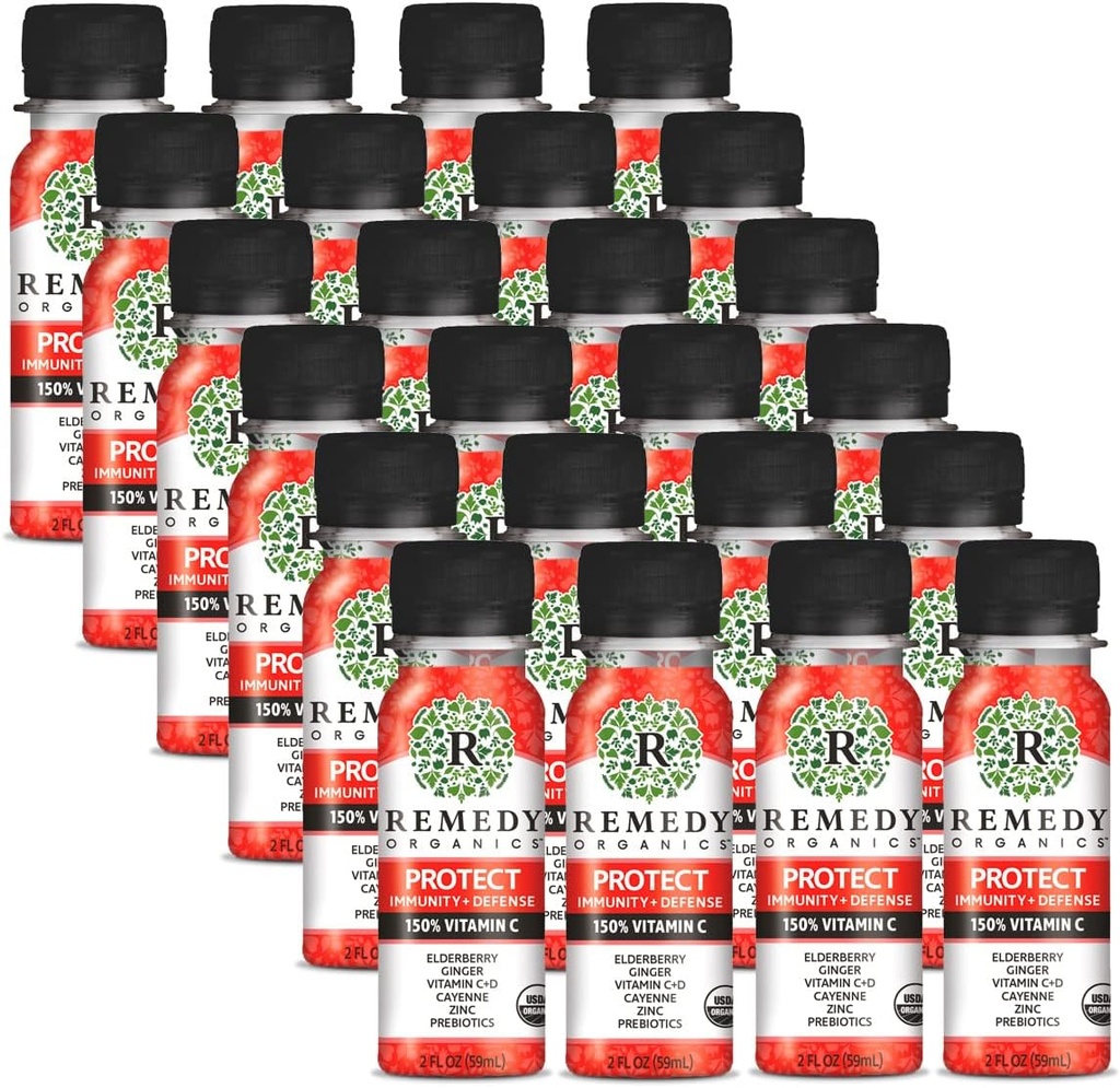 Remedy Organics Proteggi l'immunità + Shot Difesa, Basato sulle piante, 2 once fluide (Pack of 12)