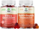 Bundle of Fiber Gummies für Erwachsene - Chicory Root Supplement mit Präbiotikum für Gut & Digestive - Sugar Free & Vegan und Multivitamin Gummi für Erwachsene - Halal Multivitamin Gummy mit B12 Biotin