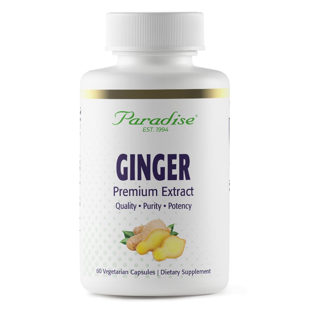 Paradise Herbs Premium Ginger Extrakt für Verdauungsmedizin, Super Potent, Ultra Pure, Vegan, Non-GMO, Glutenfrei, 60 vegetarische Kapseln