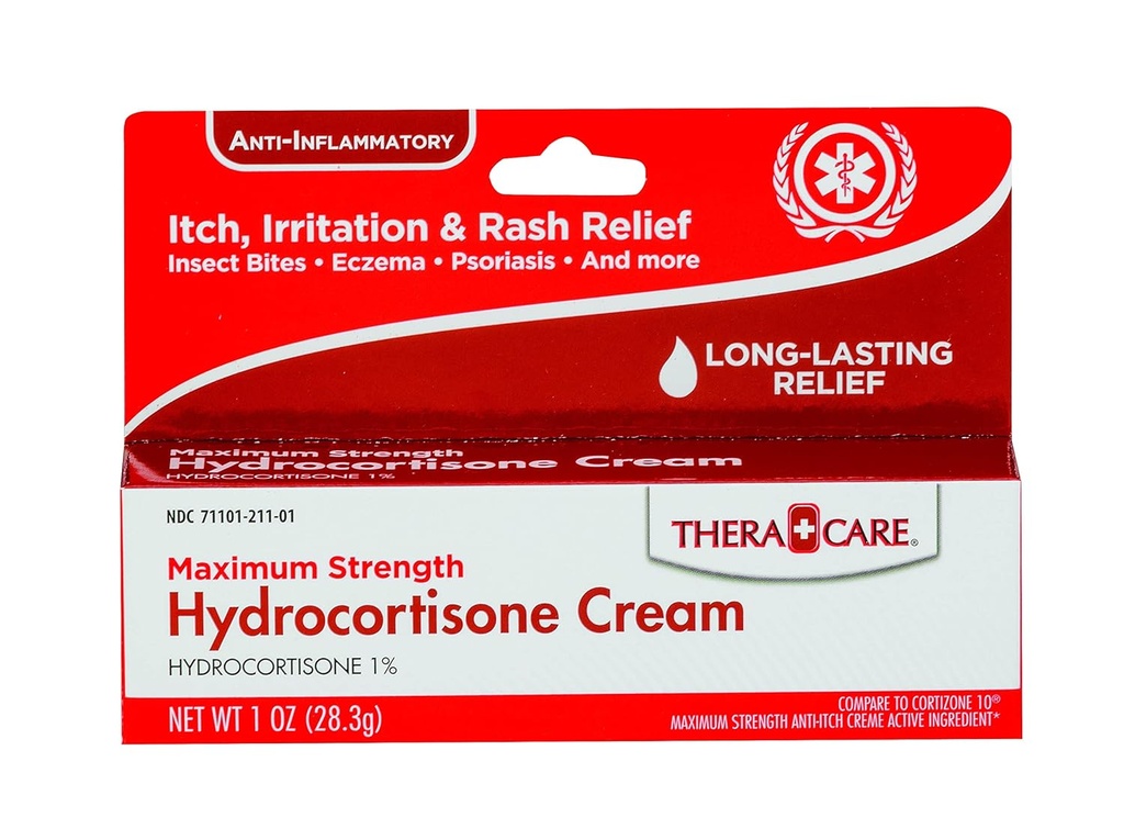 Thera Care Hydrocortison Creme | Maximale Stärke OTC | Itch Irritation und Rash Relief | 1 Unze
