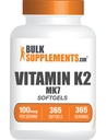 BulkSupplements.com Vitamin K2 Softgels - Vitamin K2 MK7, Vitamin Supplements - Gluten Free, 1 Softgel per Serving, 365 Count (Pack of 1)