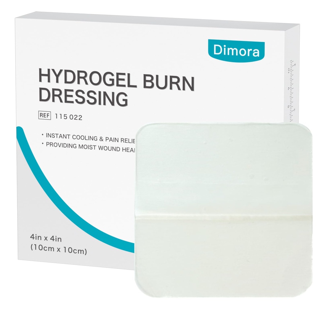 Dimora Hydrogel Burn Dressing 4" x 4" - Burn and Wound Dressing Instant Cooling Relief für Minor Burns & Wounds, Beruhigende Moist Burn Pads für 1.-2. Degree Burns, Cuts, Abrasionen(10 Count)