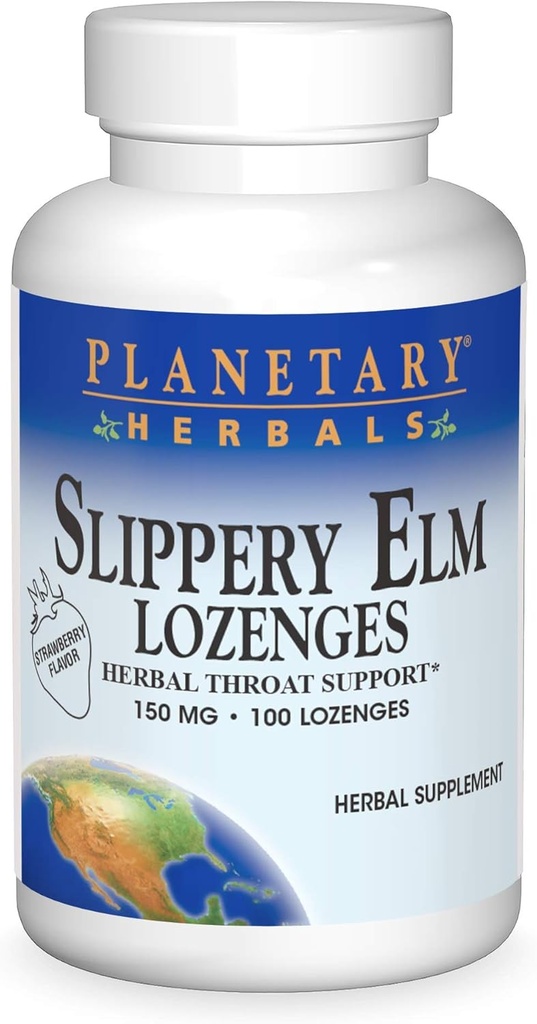 Slippery Elm Strawberry Lozenges, Herbal Throat Support, 100 Lozenge