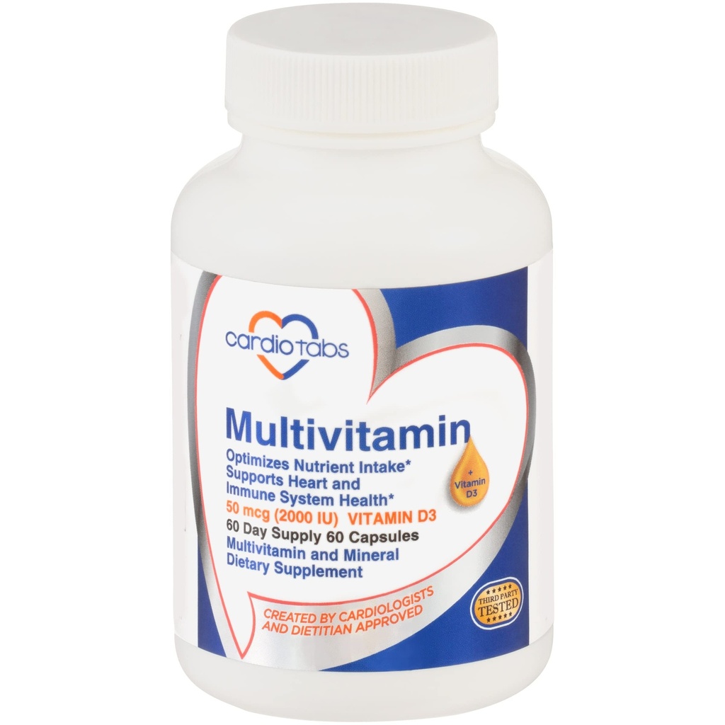 Multivitamin - Herz- und Immunergänzungsmittel für Männer & Frauen, Multivitamin für Männer & Frauen, mit Mineralien B-Vitamin-Komplex, Vitamine A, C, E, K und 2000 IU Vitamin D3, 60-Kunt Bottle