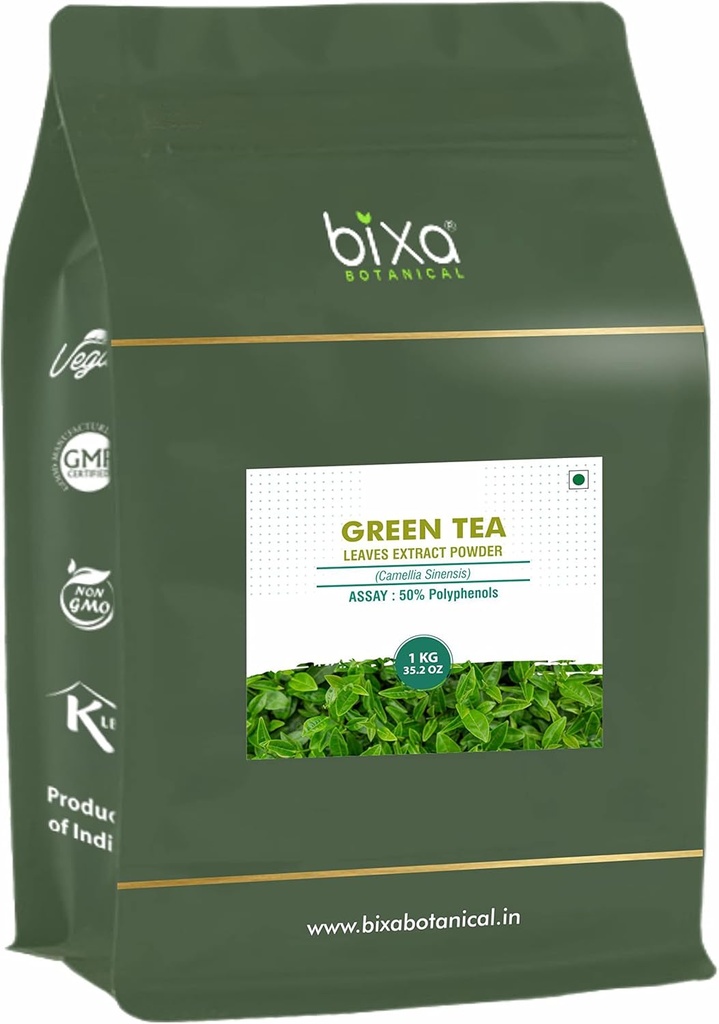 bixa BOTANICAL Ayurvedic Natural Herbal Supplement Grüner Tee 100% reine Authentic Premium Qualität (Camellia sinensis) Trockenextrakt - 50% Polyphenole durch UV | -1Kg (35.2 Oz) Pack