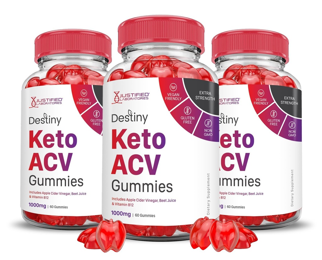 (3 Pack) Destiny Keto ACV Gummies Advanced Formula 1000MG Destiny Keto Gummies Apfel Apfelessig Formuliert mit Granatapfelsaft Pulver B12 Vegan Non GMO 180 Gummys
