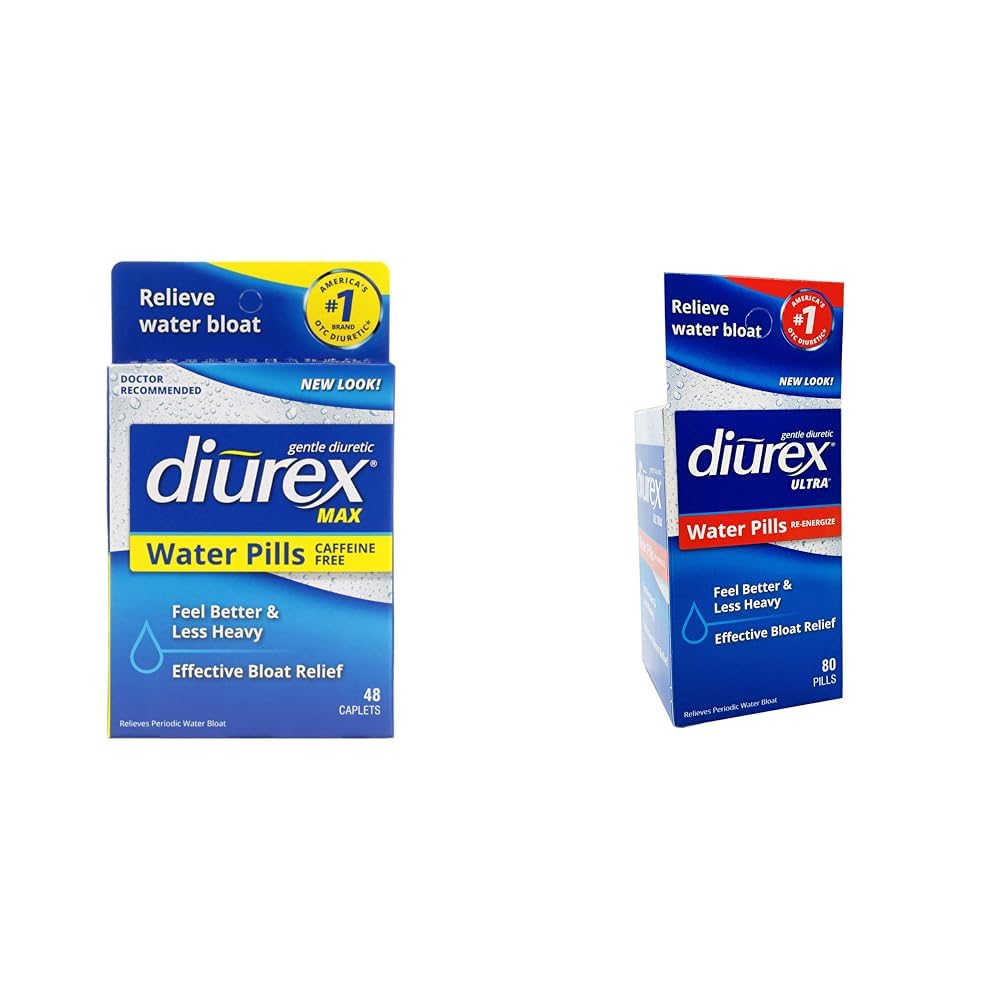 Diurex Max - maximale Stärke Koffein-freies diuretisches Wasser Pillen - Fühlen Sie sich besser und weniger schweres &amp; ultra Re-Energizing Wasser Pillen - Relieve Water Bloat - fühlen Sie sich besser & Weniger schwer - 80 Count