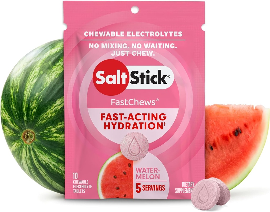 SaltStick Fastchew Electrolyte Compresse di ricambio per la Reidratazione, Confezione da 10 compresse, Watermelon, 10 conteggi