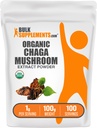 BulkSupplements.com Organische Chaga Pilzextrakt Pulver - Organische Chaga Pulver, Pilzergänzung - Glutenfrei, 1g pro Servierung, 100g (3,5 oz) (Pack von 1)