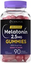 Carlyle Melatonin 2.5 mg Gummies | 90 Count | Berry Flavor Gummy Supplement | Vegan, Non OGM, Gluten Free