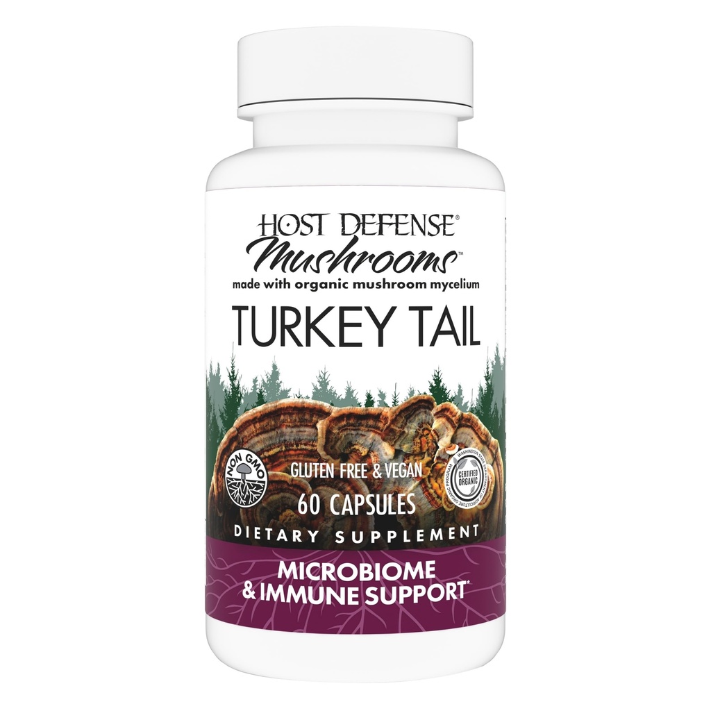 Host Defense Turkey Tail Capsules - Integratore di Supporto per la Salute e la Risposta Immune - Integratore per Funghi Gastrointestinali & Gut Microbiome - 60 Capsule (30 Serve)*