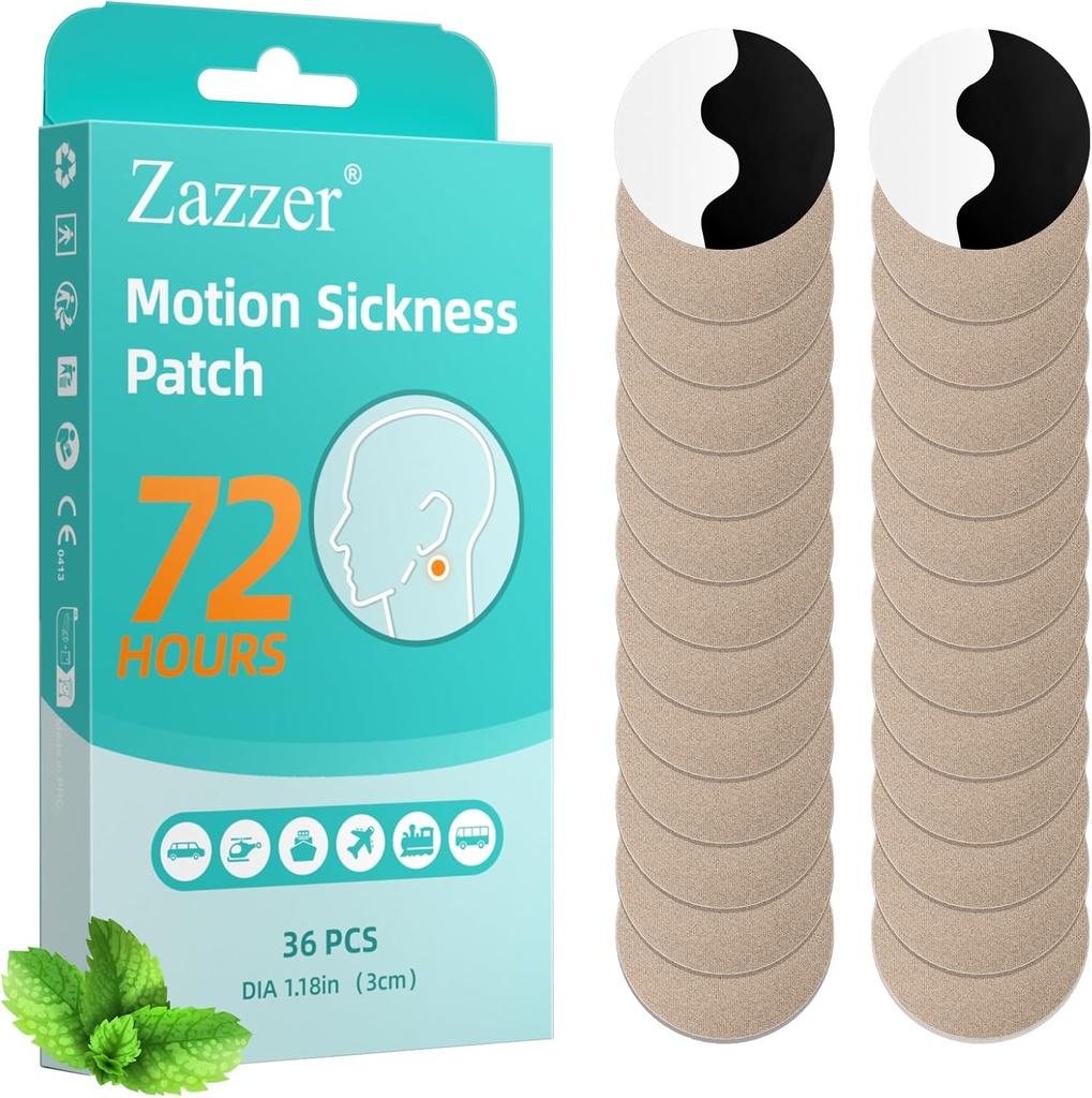 Biykog Motion Sickness Patches, Sea Sickness Patch für Auto- und Bootsfahrten, Kreuzfahrt- und Flugzeugfahrten für Erwachsene und Kinder (36 Count)