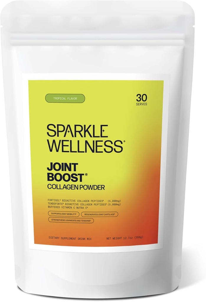 Sparkle Wellness FORTIGEL & TENDOFORTE Collagen Peptide | Collagen Powder mit Calcium Ascorbat Vitamin C zur Unterstützung der Gelenkmobilität, Tendon & Ligament Health | Gelenkboost (Tropical) [30-Serves]