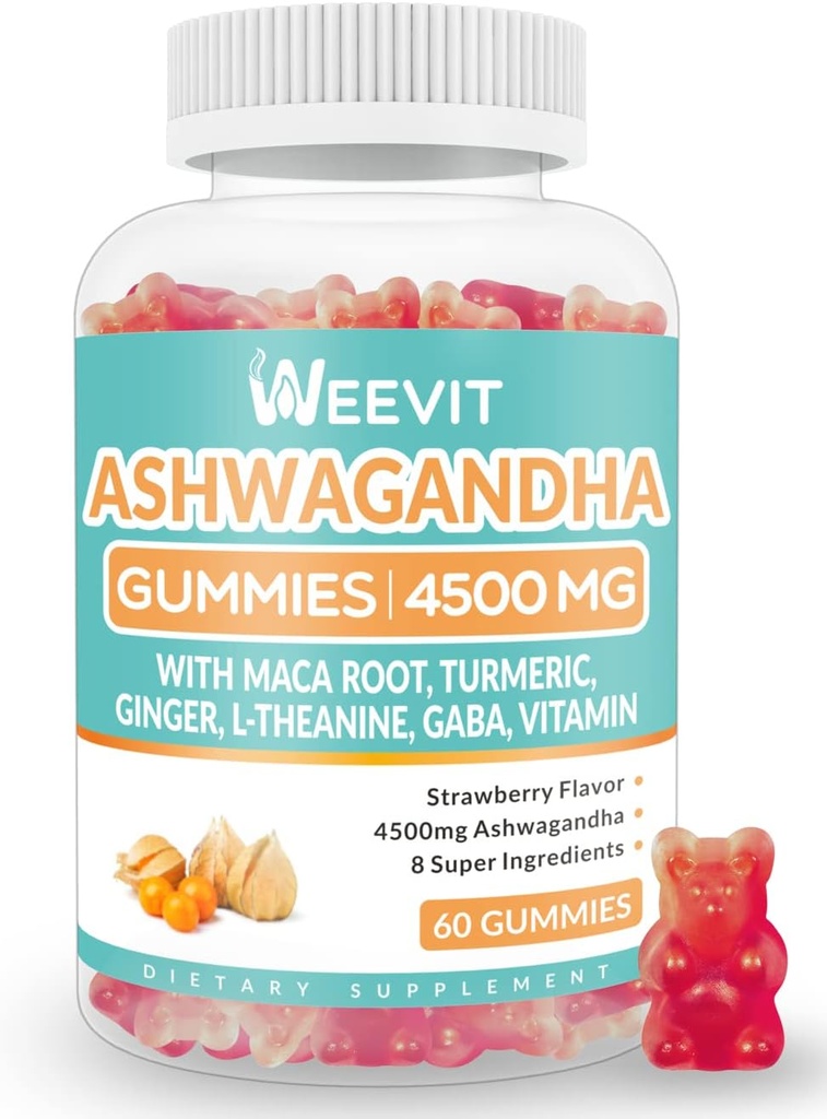 Zuckerfreie Ashwagandha-Gummi für Damen und Herren, Ashwagandha Gummy mit Maca Root Powder