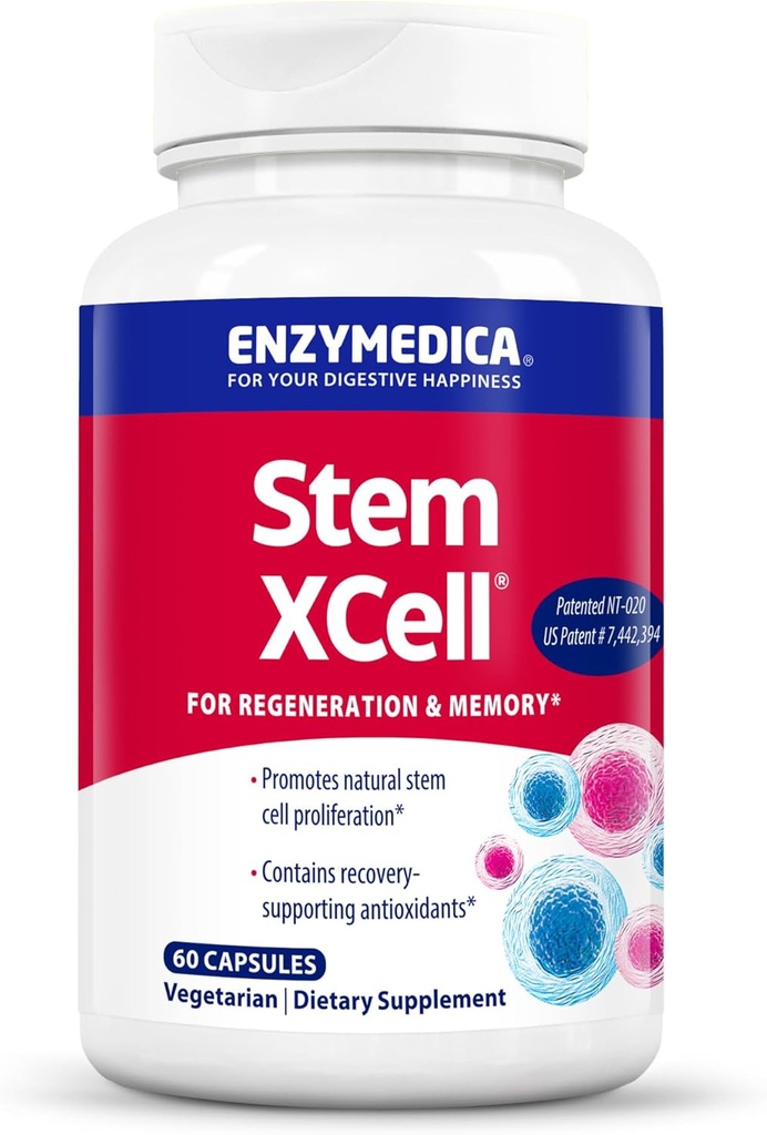 Enzymedica, Stem XCell, Enzyme et Antioxydant Soutien pour la santé cérébrale et cellulaire, 60 Capsules