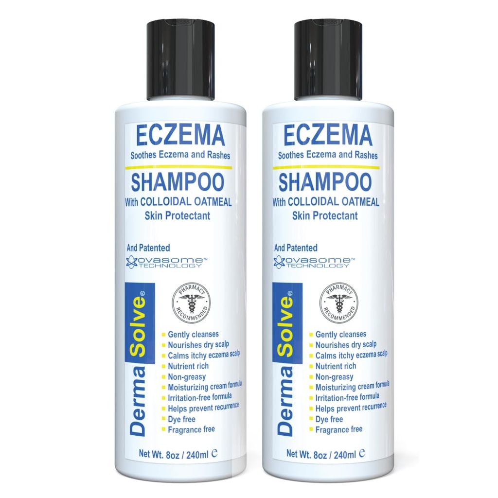 Dermasolve Eczema Relief Shampoo - Flare Control Scalp & Dandruff Terapia libera che protegge, idrata e ripara la pelle per bambini e adulti - Steroide libero (2-Pack)